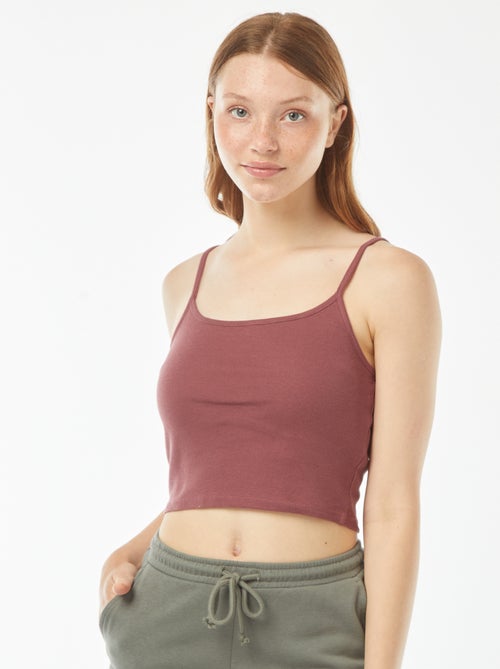 Camiseta de tirantes crop top de punto de canalé - Kiabi