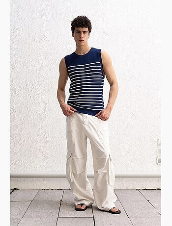 Camiseta de tirantes cuello redondo ajustada a rayas giesto