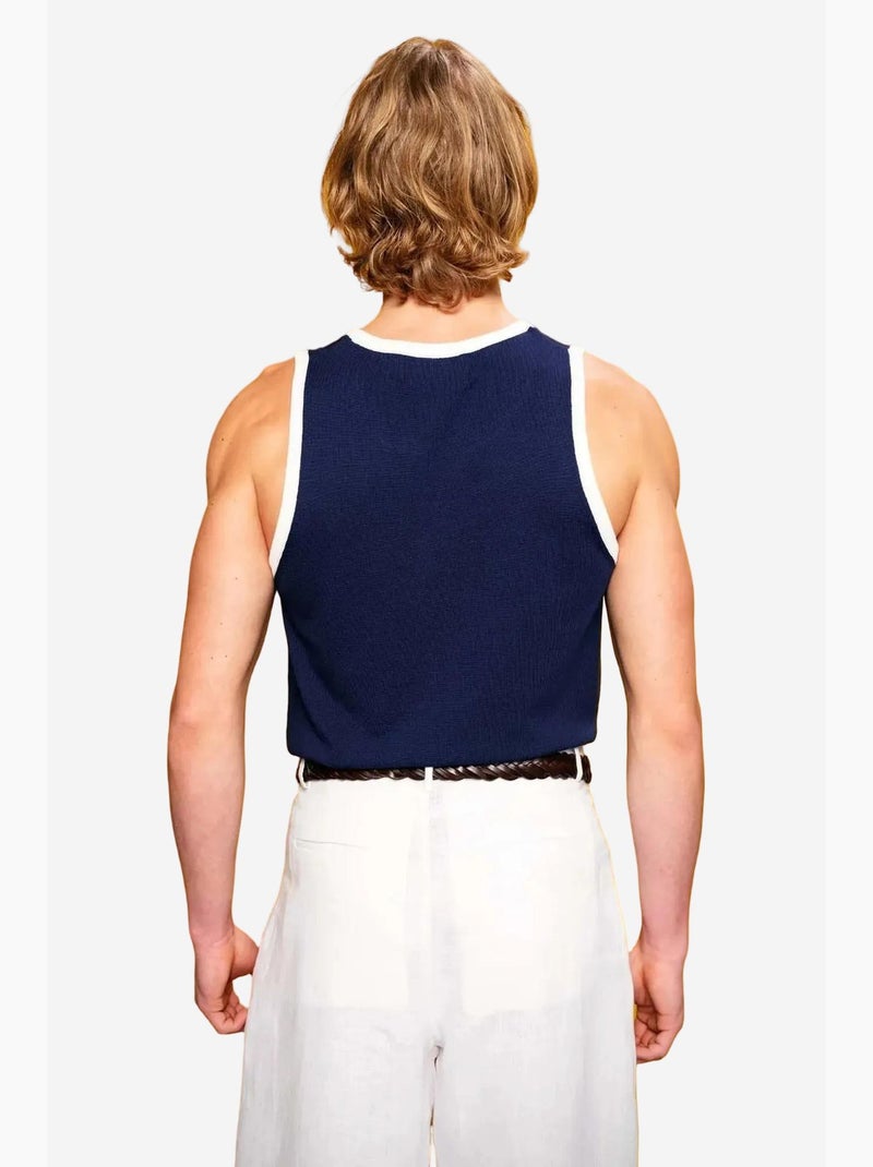 Camiseta de tirantes cuello redondo ajustada algodón giesto Azul marino - Kiabi