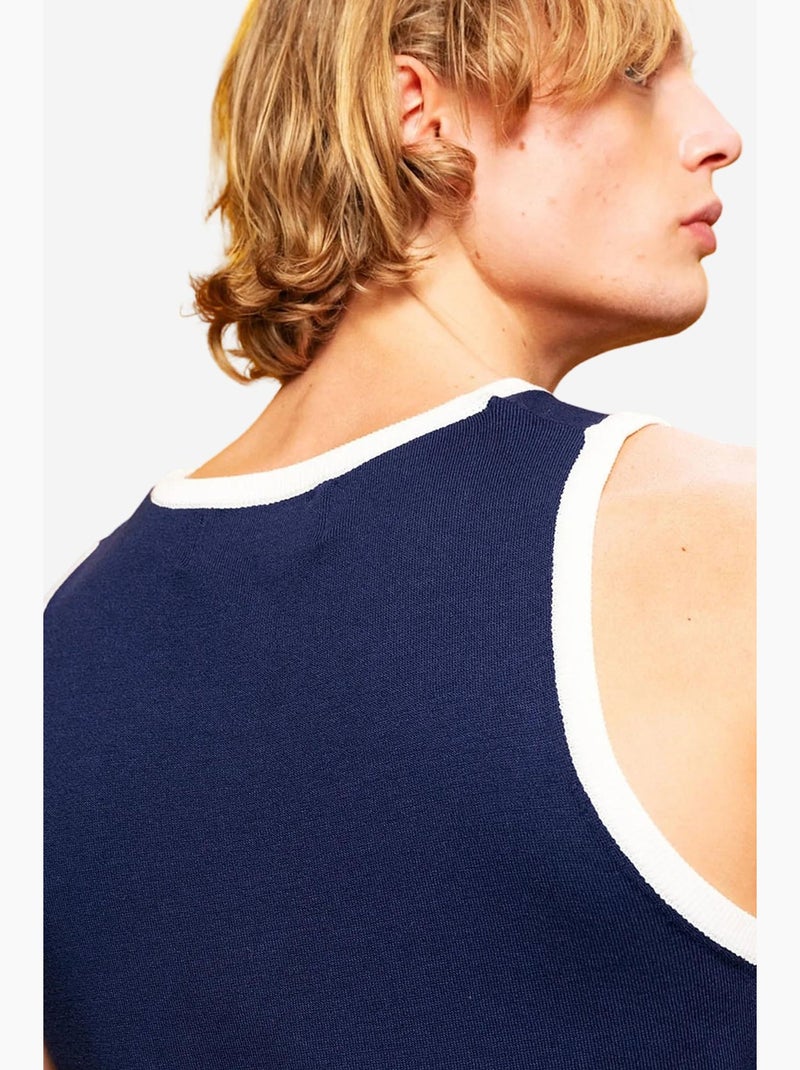 Camiseta de tirantes cuello redondo ajustada algodón giesto Azul marino - Kiabi