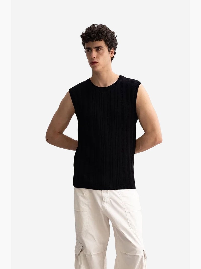 Camiseta de tirantes cuello redondo canalé giesto Negro - Kiabi