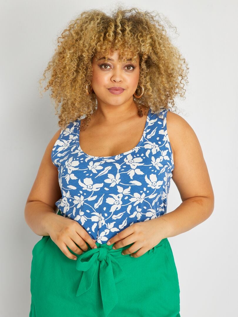 Camiseta de tirantes cuello redondo estampado fantasía AZUL - Kiabi