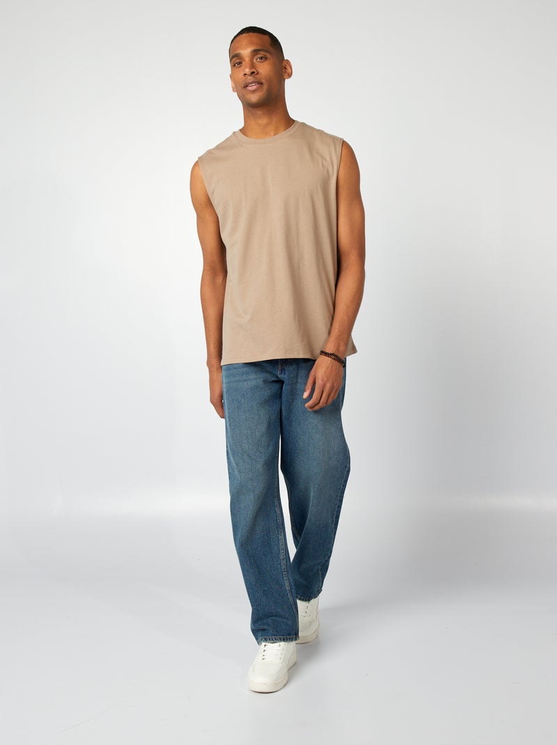 Camiseta de tirantes de algodón BEIGE - Kiabi