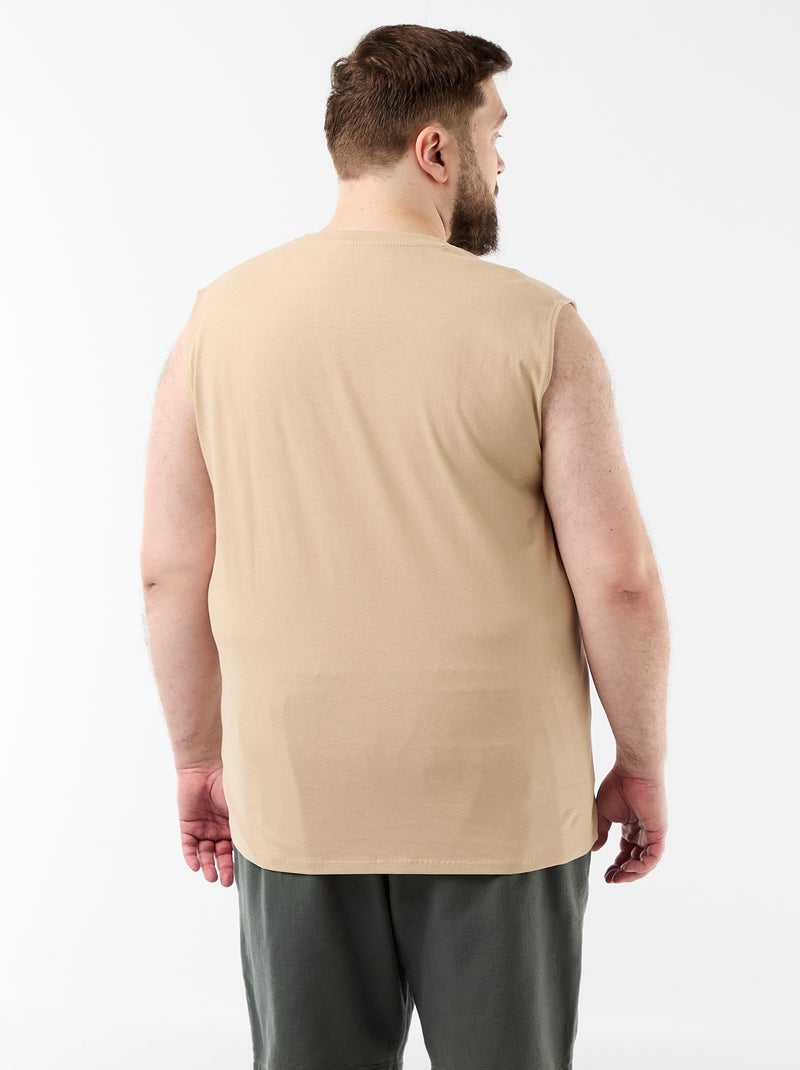 Camiseta de tirantes de algodón estampada Beige - Kiabi