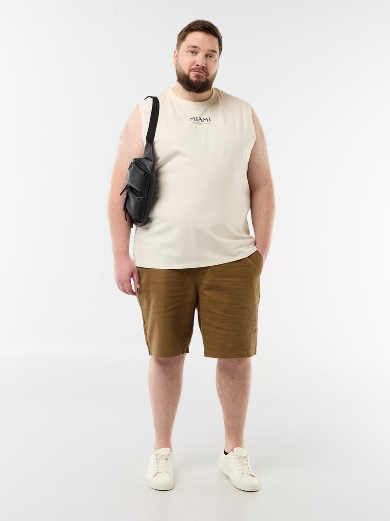 Camiseta de tirantes de algodón estampada Blanco - Kiabi