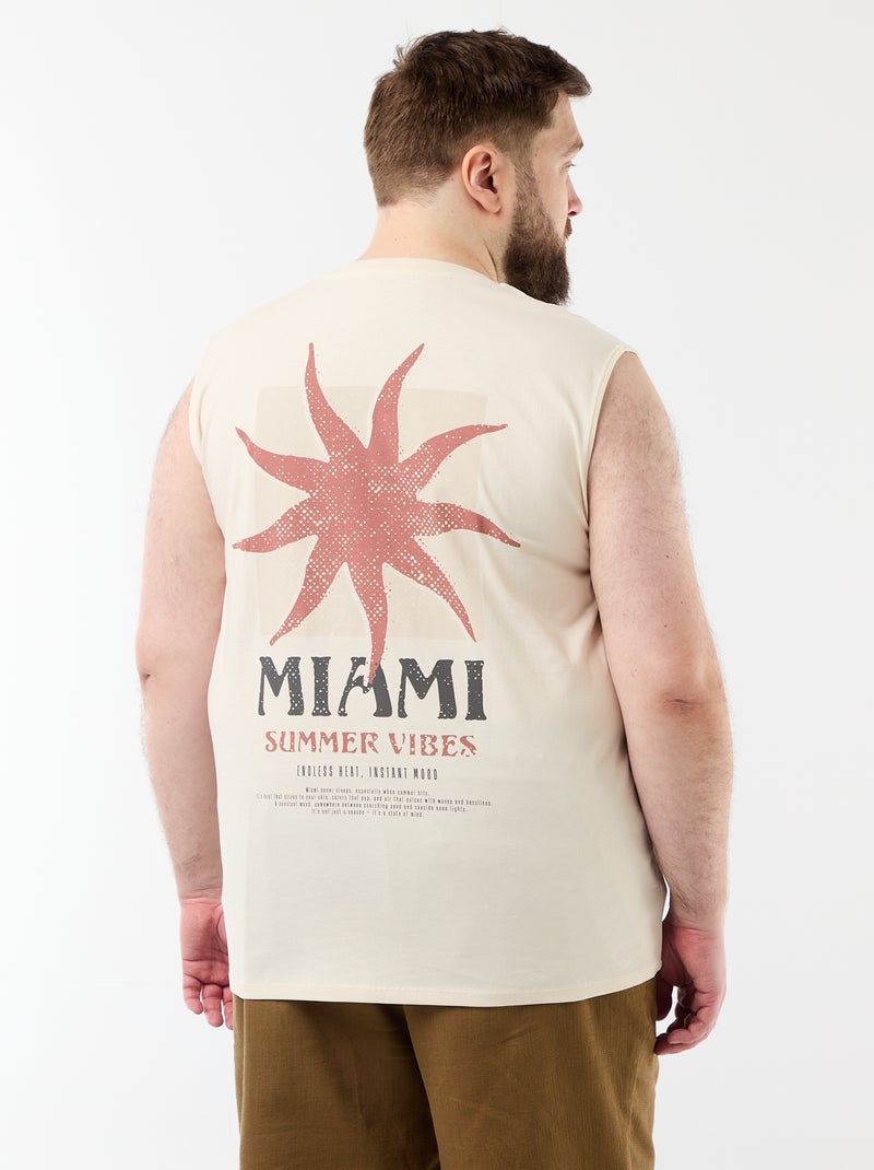 Camiseta de tirantes de algodón estampada Blanco - Kiabi