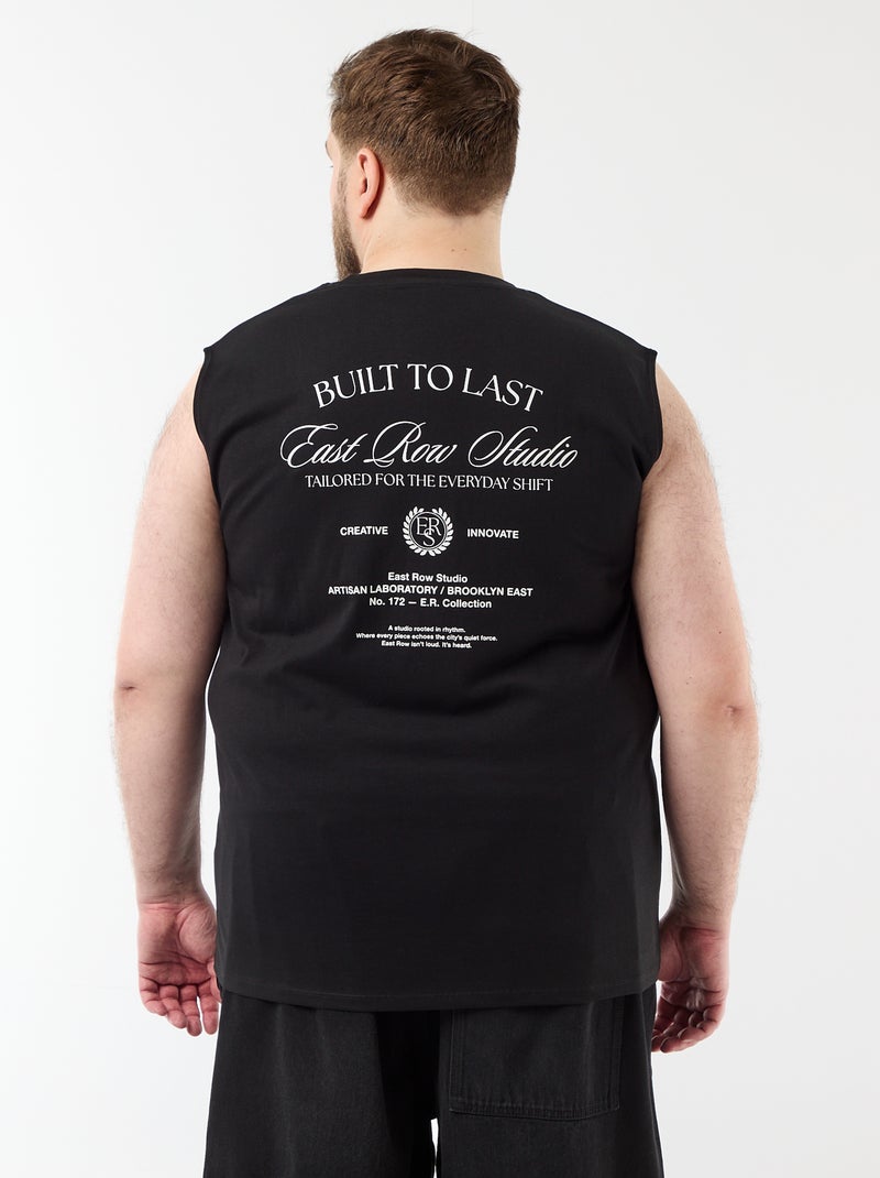Camiseta de tirantes de algodón estampada Negro - Kiabi
