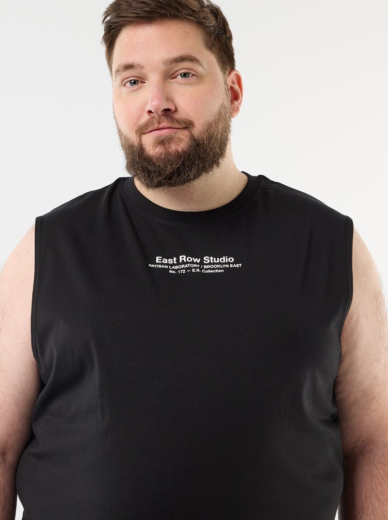 Camiseta de tirantes de algodón estampada Negro - Kiabi
