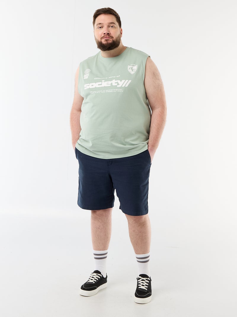 Camiseta de tirantes de algodón estampada Verde - Kiabi
