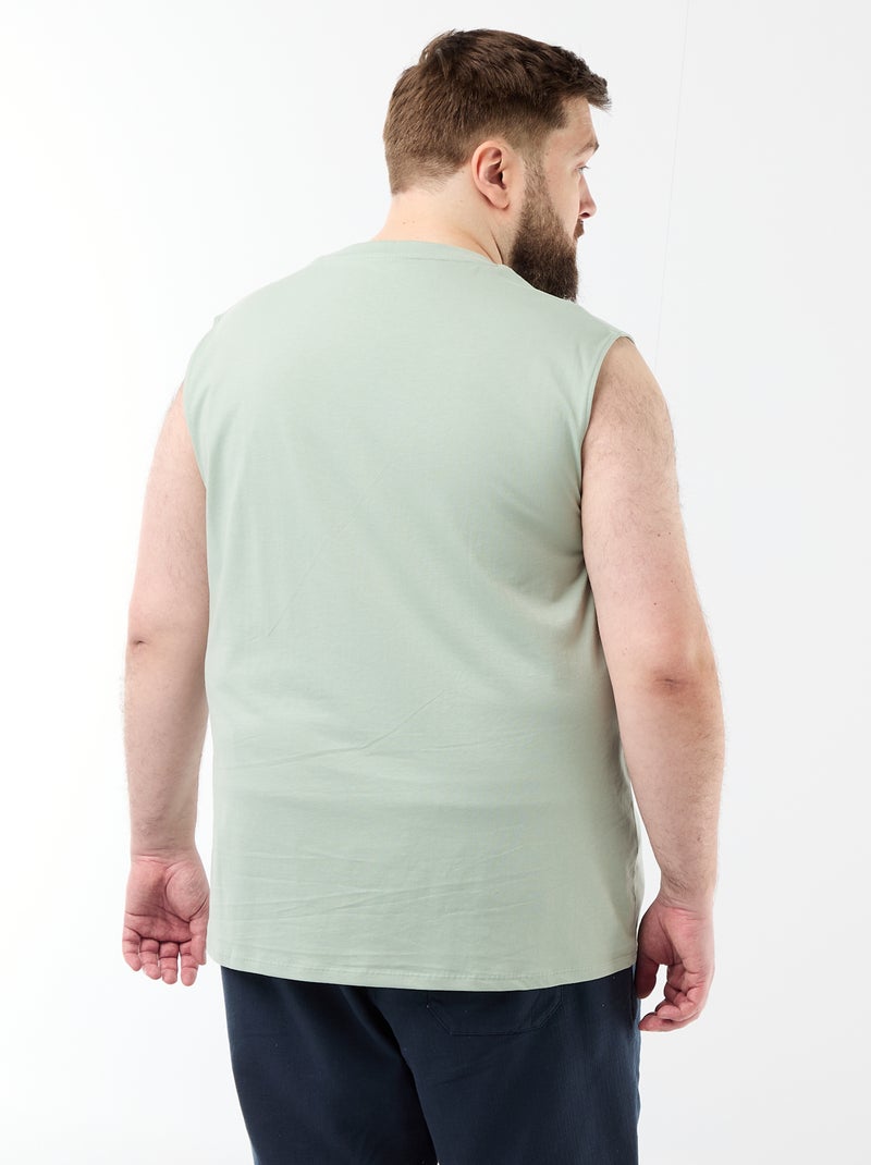 Camiseta de tirantes de algodón estampada Verde - Kiabi