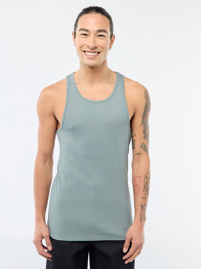 Camiseta de tirantes de canalé Azul - Kiabi