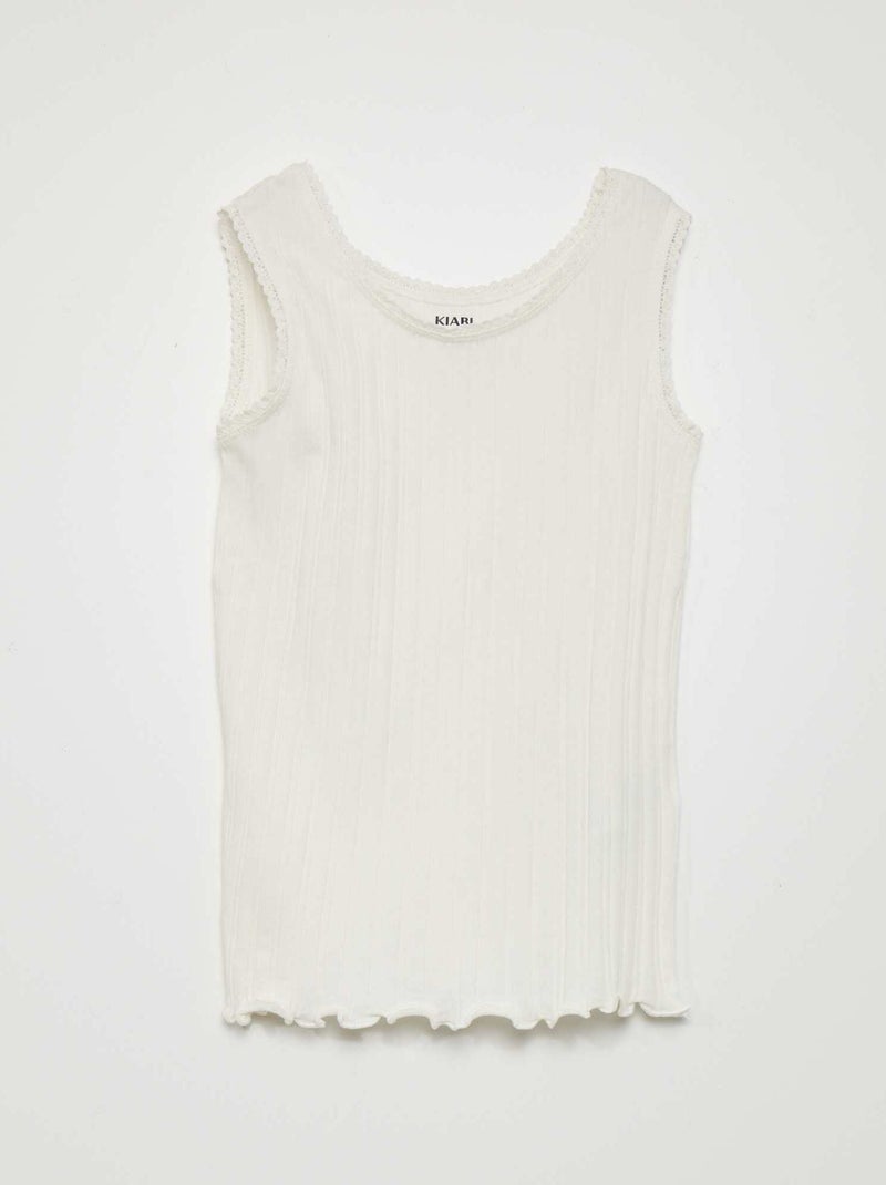 Camiseta de tirantes de canalé BLANCO - Kiabi