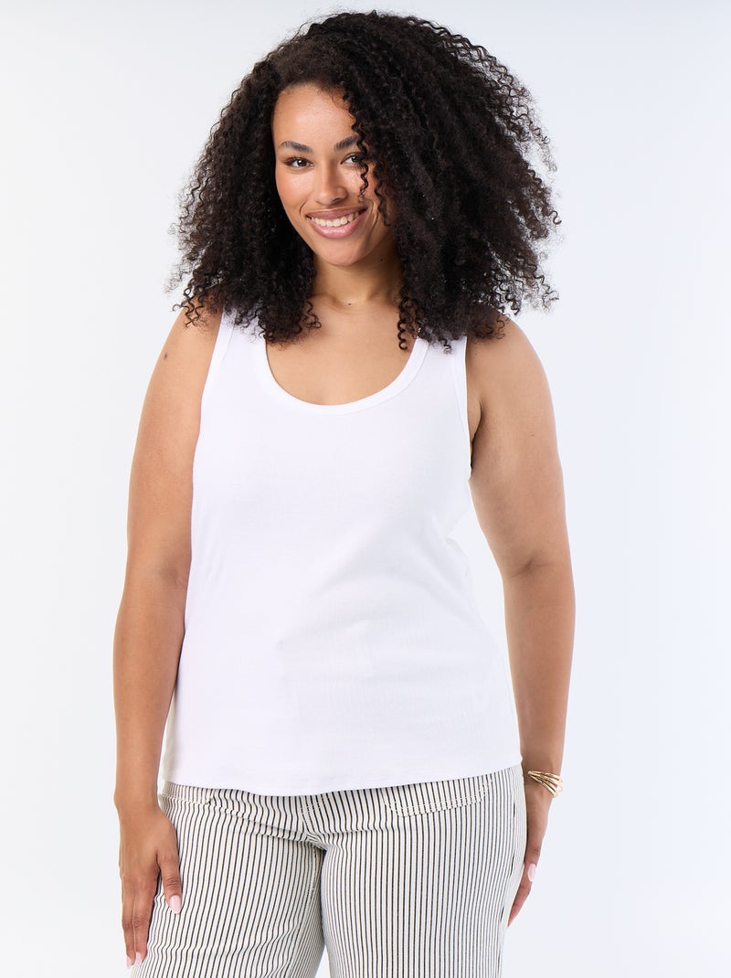 Camiseta de tirantes de canalé Blanco - Kiabi