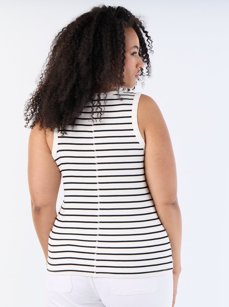 Camiseta de tirantes de canalé Blanco - Kiabi