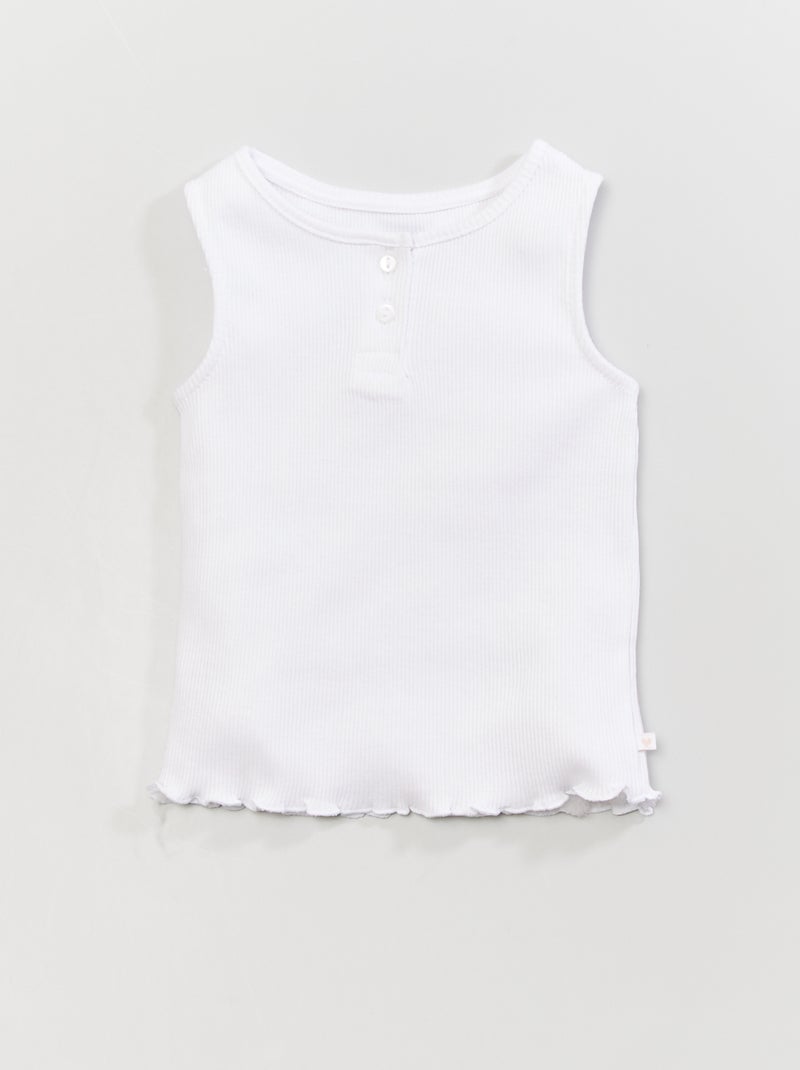 Camiseta de tirantes de canalé Blanco - Kiabi