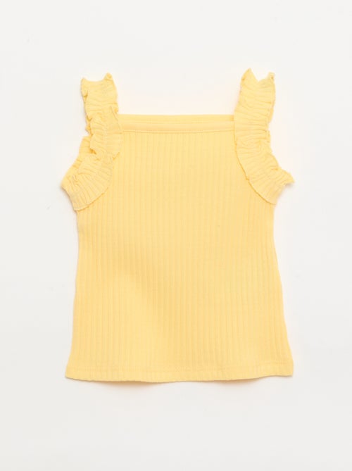 Camiseta de tirantes de canalé calado con tirantes con volantes - Kiabi