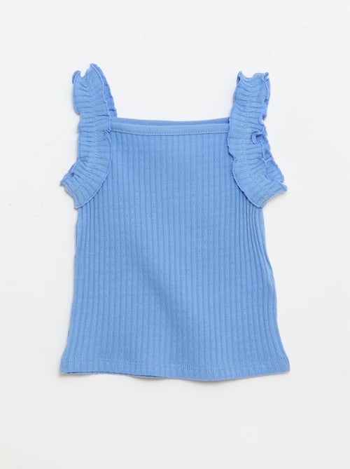Camiseta de tirantes de canalé calado con tirantes con volantes - Kiabi