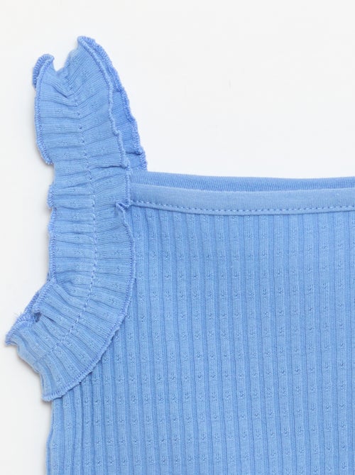 Camiseta de tirantes de canalé calado con tirantes con volantes - Kiabi