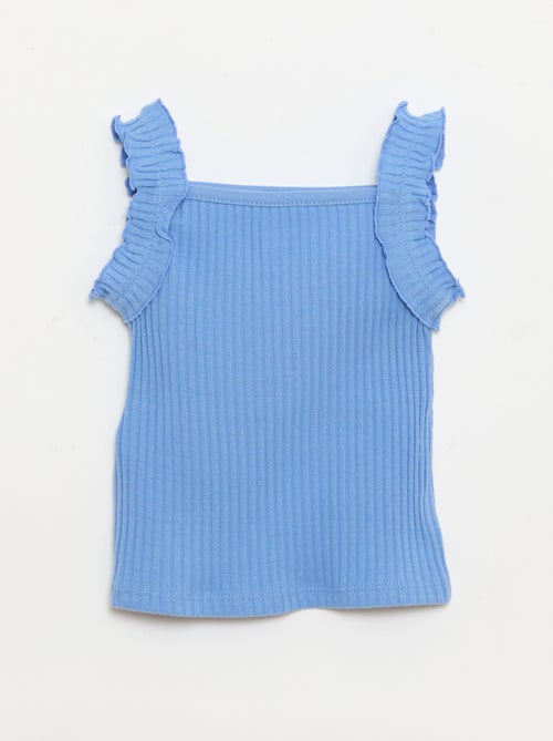 Camiseta de tirantes de canalé calado con tirantes con volantes - Kiabi