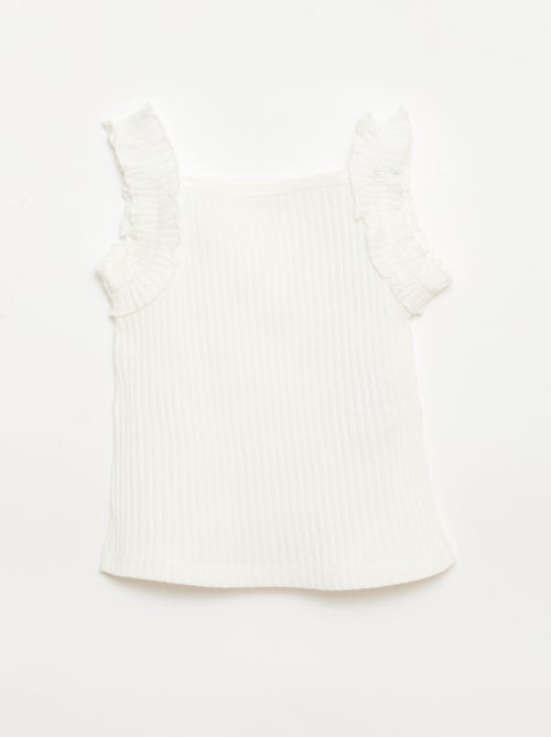 Camiseta de tirantes de canalé calado con tirantes con volantes - Kiabi