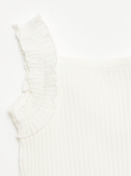 Camiseta de tirantes de canalé calado con tirantes con volantes - Kiabi