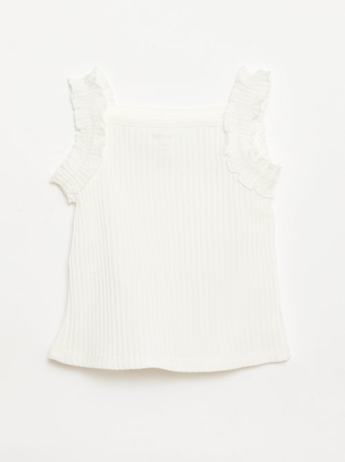 Camiseta de tirantes de canalé calado con tirantes con volantes - Kiabi