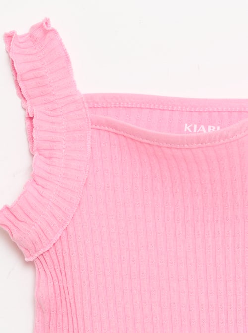 Camiseta de tirantes de canalé calado con tirantes con volantes - Kiabi