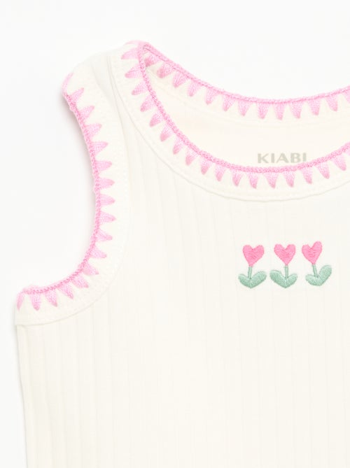 Camiseta de tirantes de canalé con bordados en las sisas - Kiabi