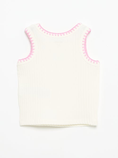 Camiseta de tirantes de canalé con bordados en las sisas - Kiabi