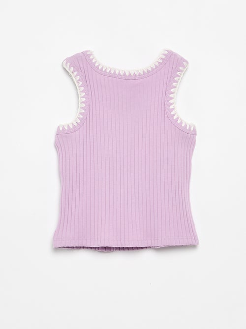 Camiseta de tirantes de canalé con bordados en las sisas - Kiabi