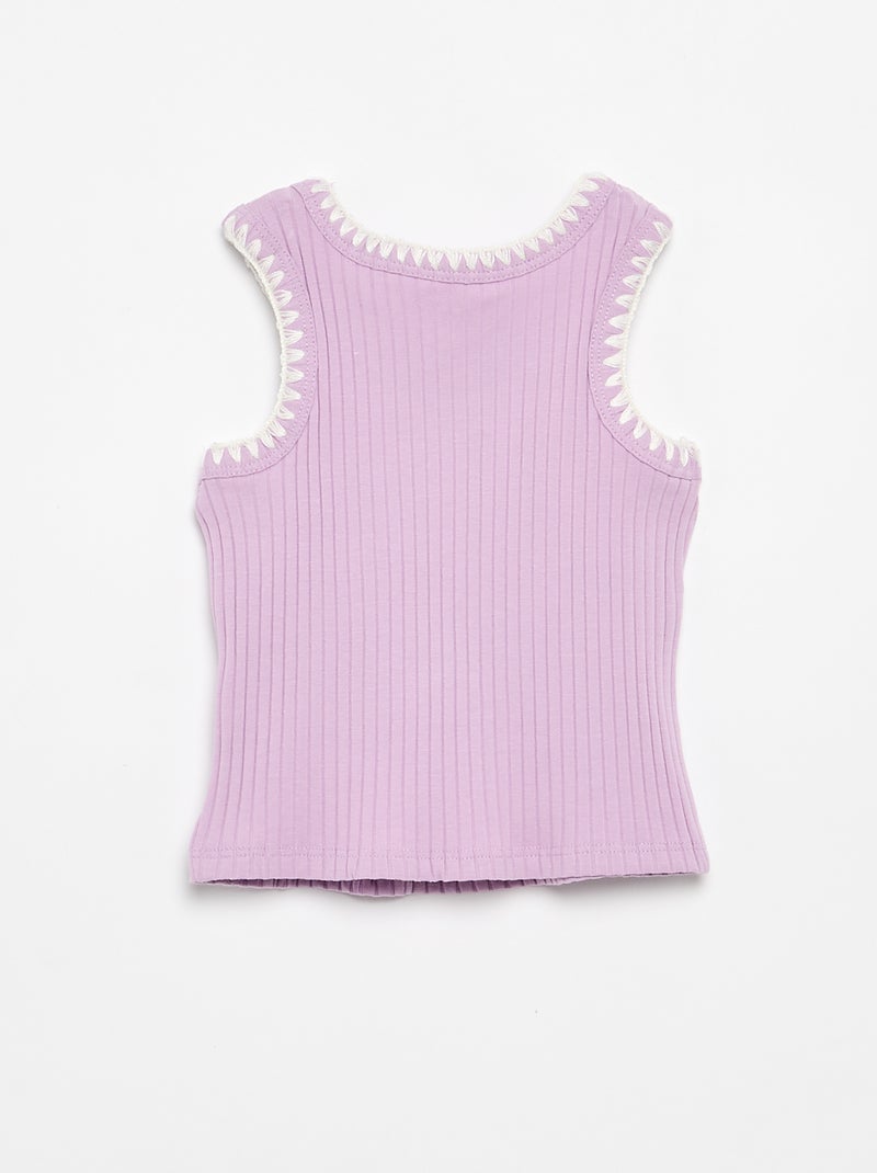 Camiseta de tirantes de canalé con bordados en las sisas Purpura - Kiabi