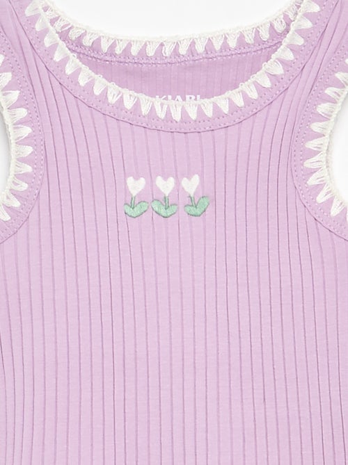 Camiseta de tirantes de canalé con bordados en las sisas - Kiabi