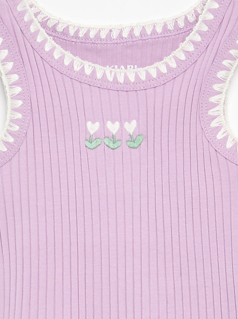 Camiseta de tirantes de canalé con bordados en las sisas Purpura - Kiabi