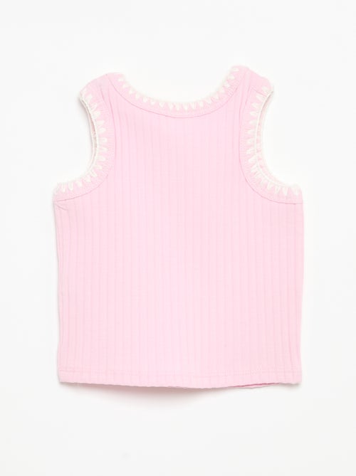 Camiseta de tirantes de canalé con bordados en las sisas - Kiabi