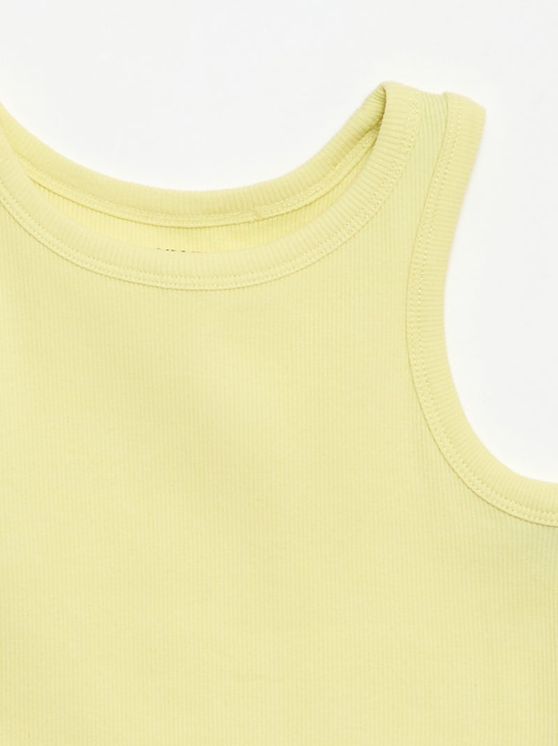 Camiseta de tirantes de canalé con cuello redondo Amarillo - Kiabi