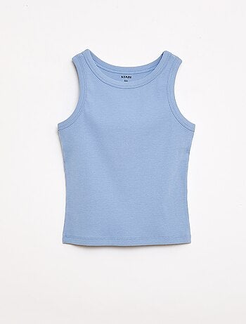 Camiseta de tirantes de canalé con cuello redondo