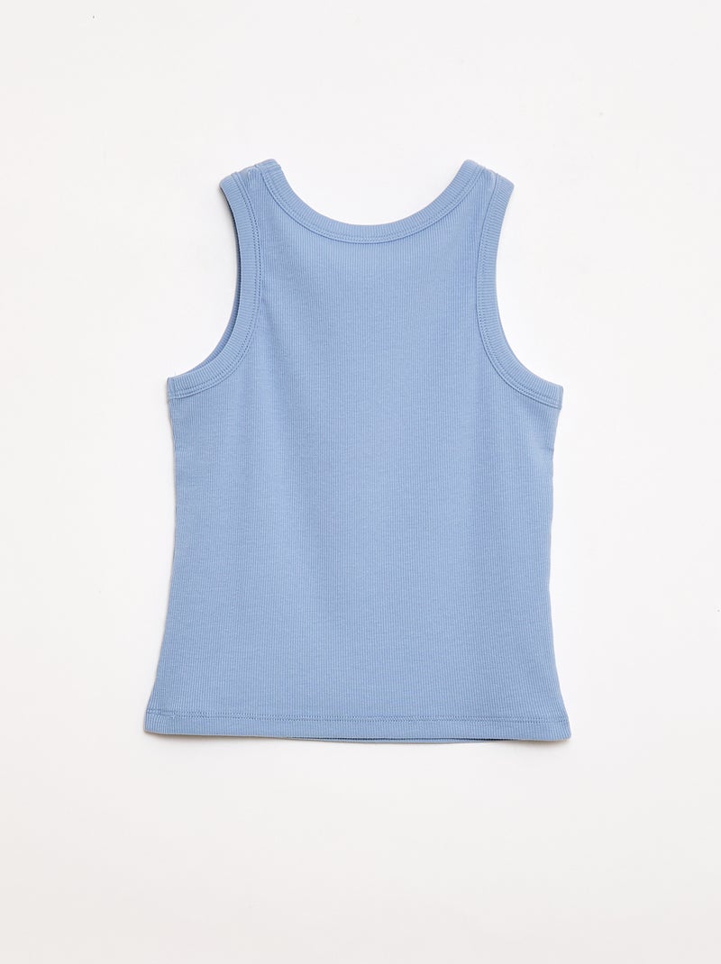 Camiseta de tirantes de canalé con cuello redondo Azul - Kiabi