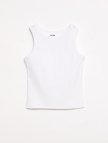 Camiseta de tirantes de canalé con cuello redondo