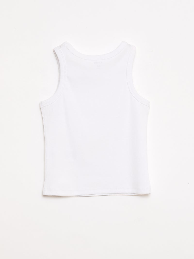 Camiseta de tirantes de canalé con cuello redondo Blanco - Kiabi