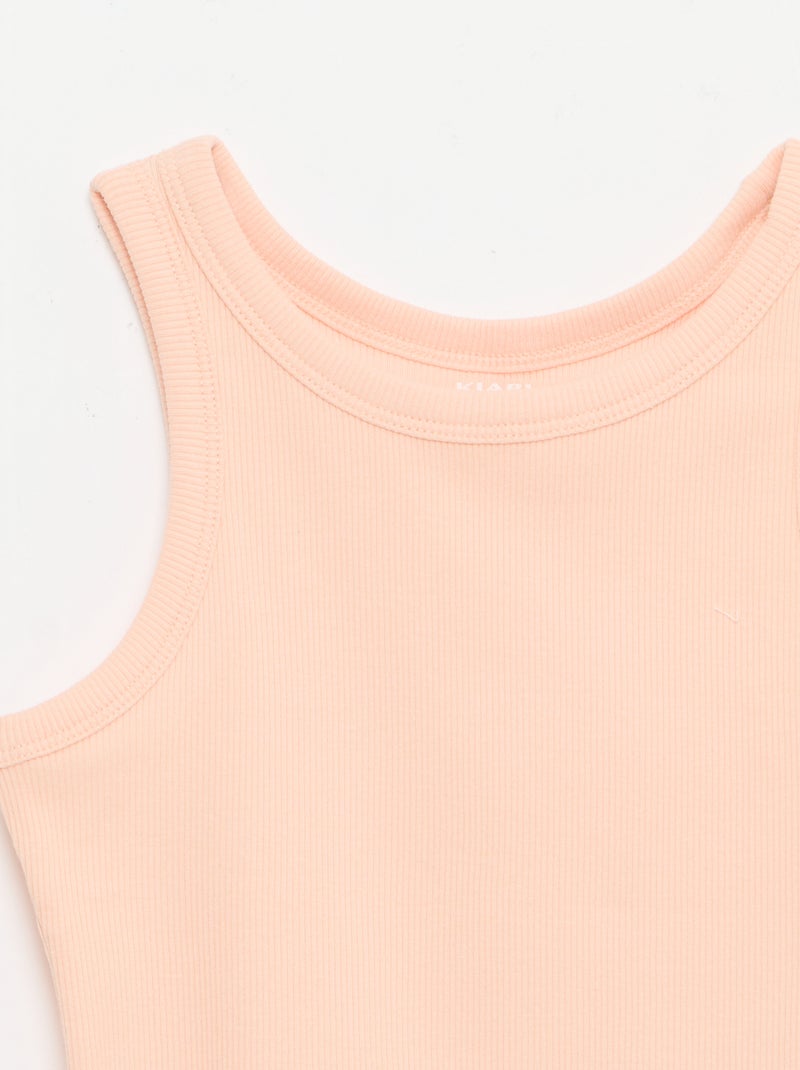 Camiseta de tirantes de canalé con cuello redondo Naranja - Kiabi
