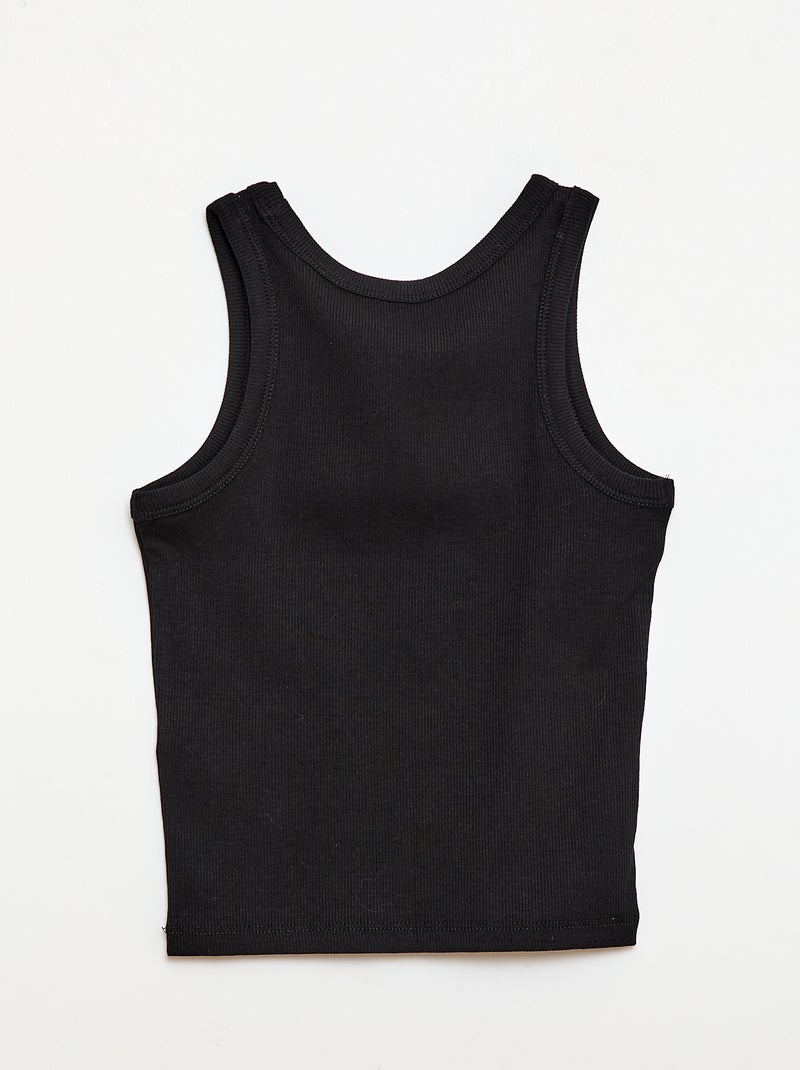Camiseta de tirantes de canalé con cuello redondo Negro - Kiabi
