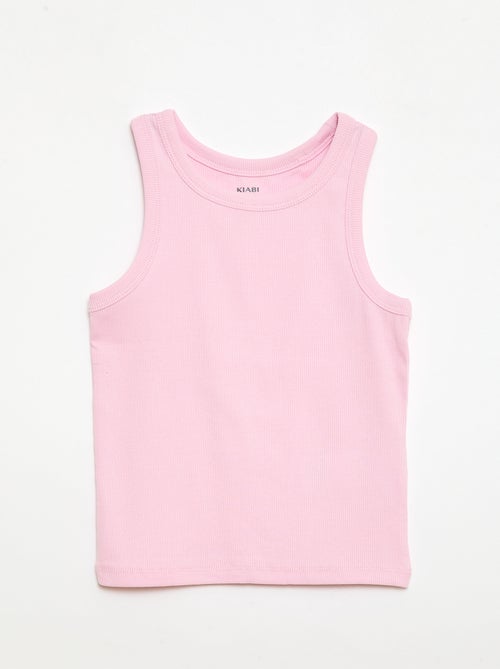 Camiseta de tirantes de canalé con cuello redondo - Kiabi