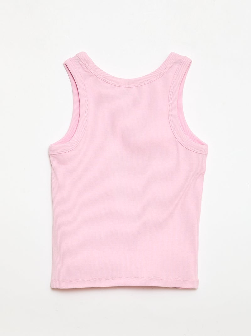 Camiseta de tirantes de canalé con cuello redondo Rosa - Kiabi