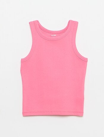 Camiseta de tirantes de canalé con cuello redondo