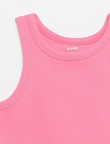 Camiseta de tirantes de canalé con cuello redondo