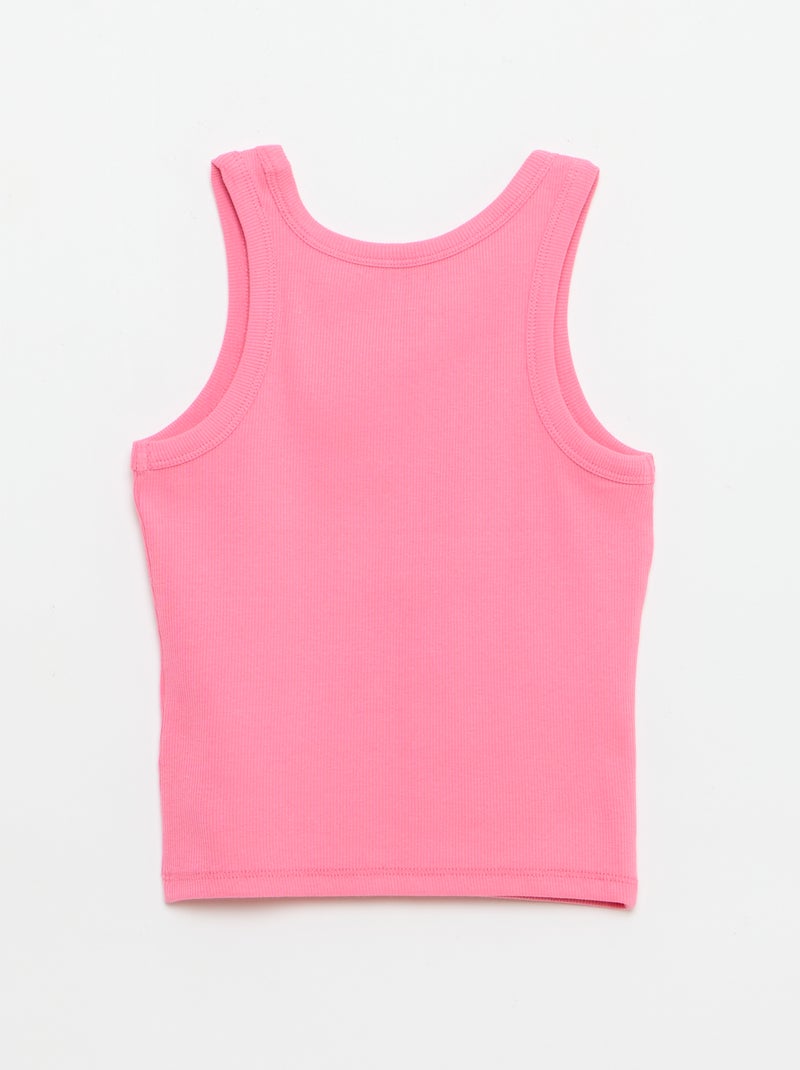 Camiseta de tirantes de canalé con cuello redondo Rosa - Kiabi