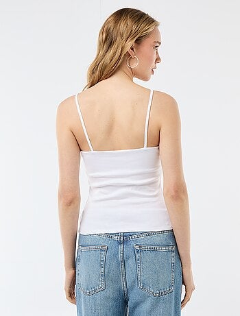 Camiseta de tirantes de canalé con tirantes finos