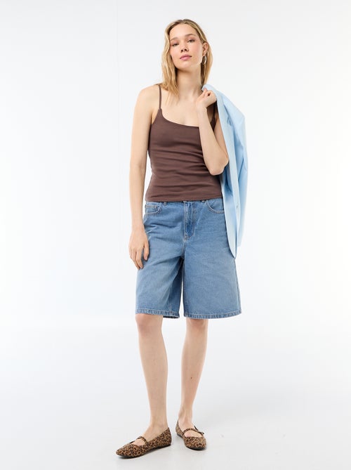 Camiseta de tirantes de canalé con tirantes finos - Kiabi