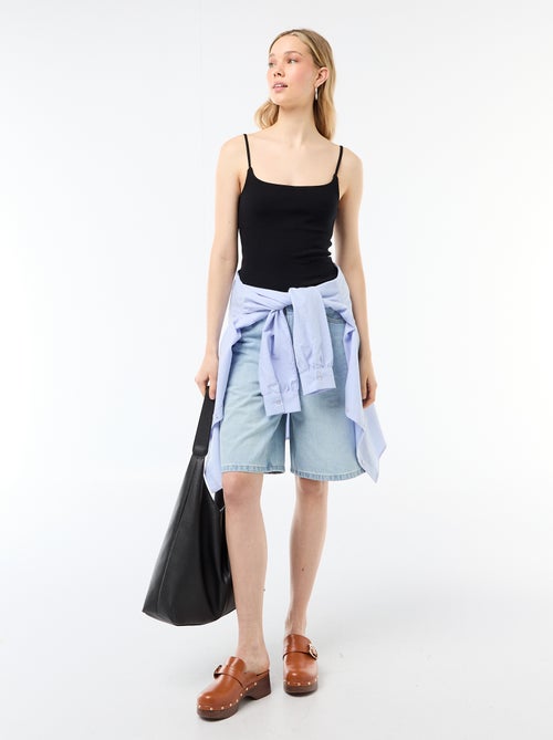 Camiseta de tirantes de canalé con tirantes finos - Kiabi
