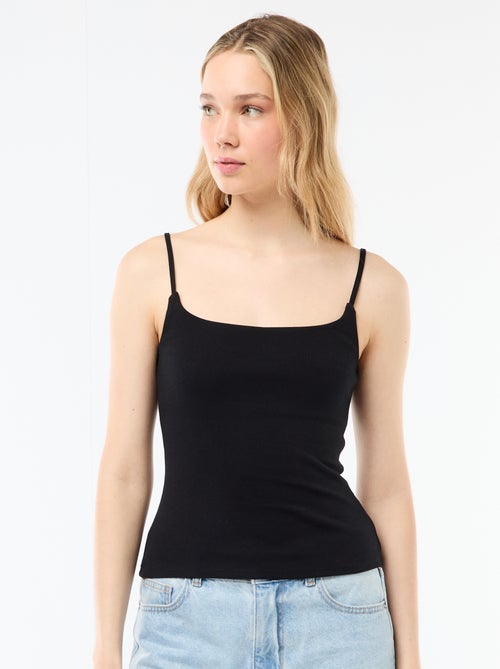 Camiseta de tirantes de canalé con tirantes finos - Kiabi